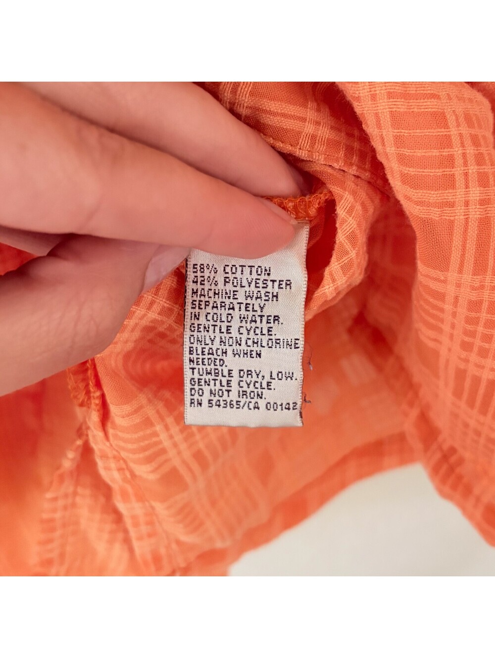 Gardencore Button-Up Blouse Orange Monochrome Checkered Top Size 10 - Picture 5 of 5